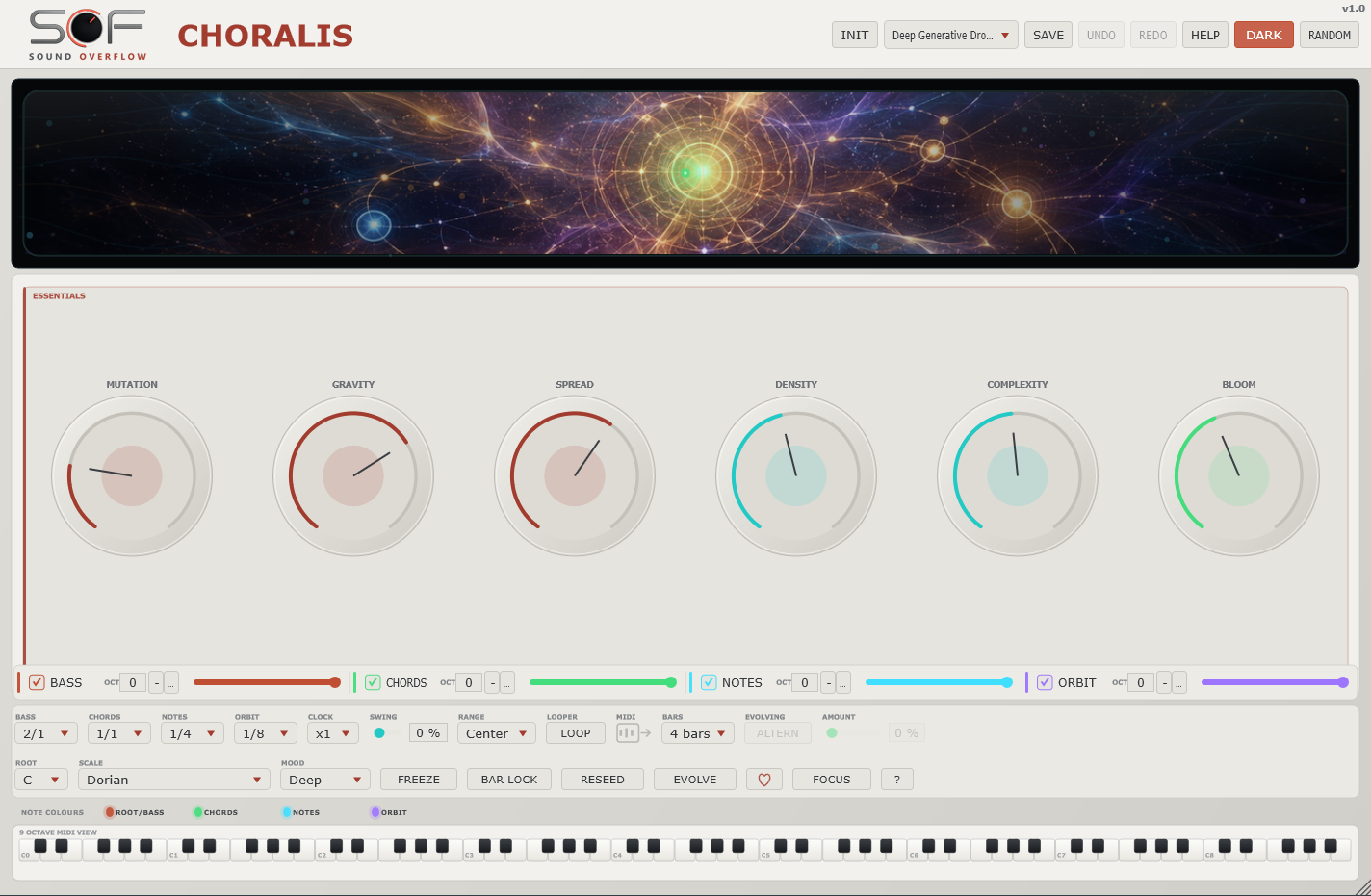 Interface de l’effet MIDI CHORALIS
