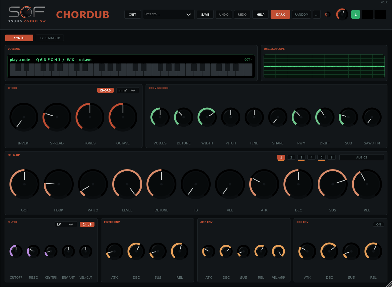 Interface du synthétiseur CHORDUB