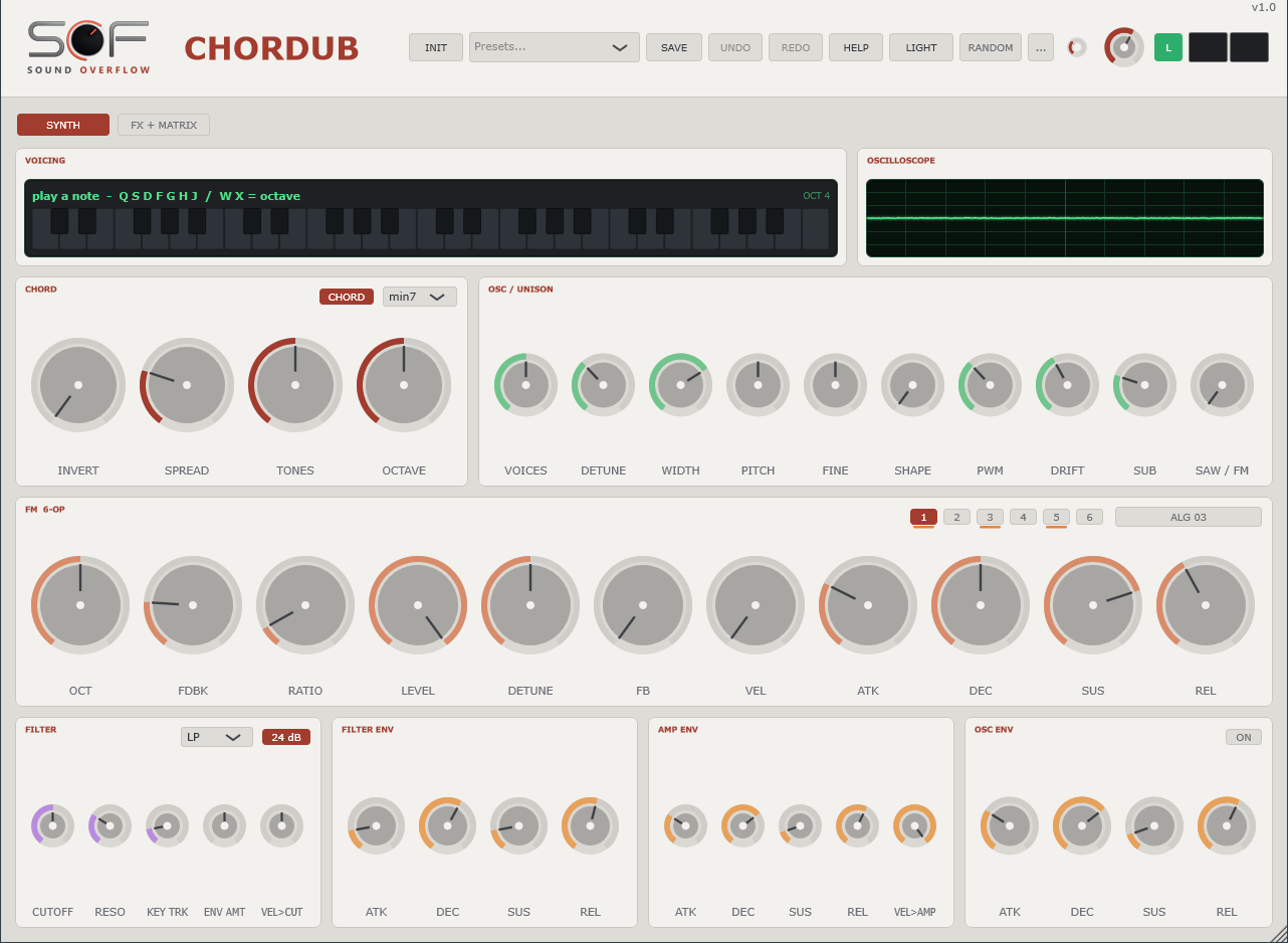 Interface du synthétiseur CHORDUB