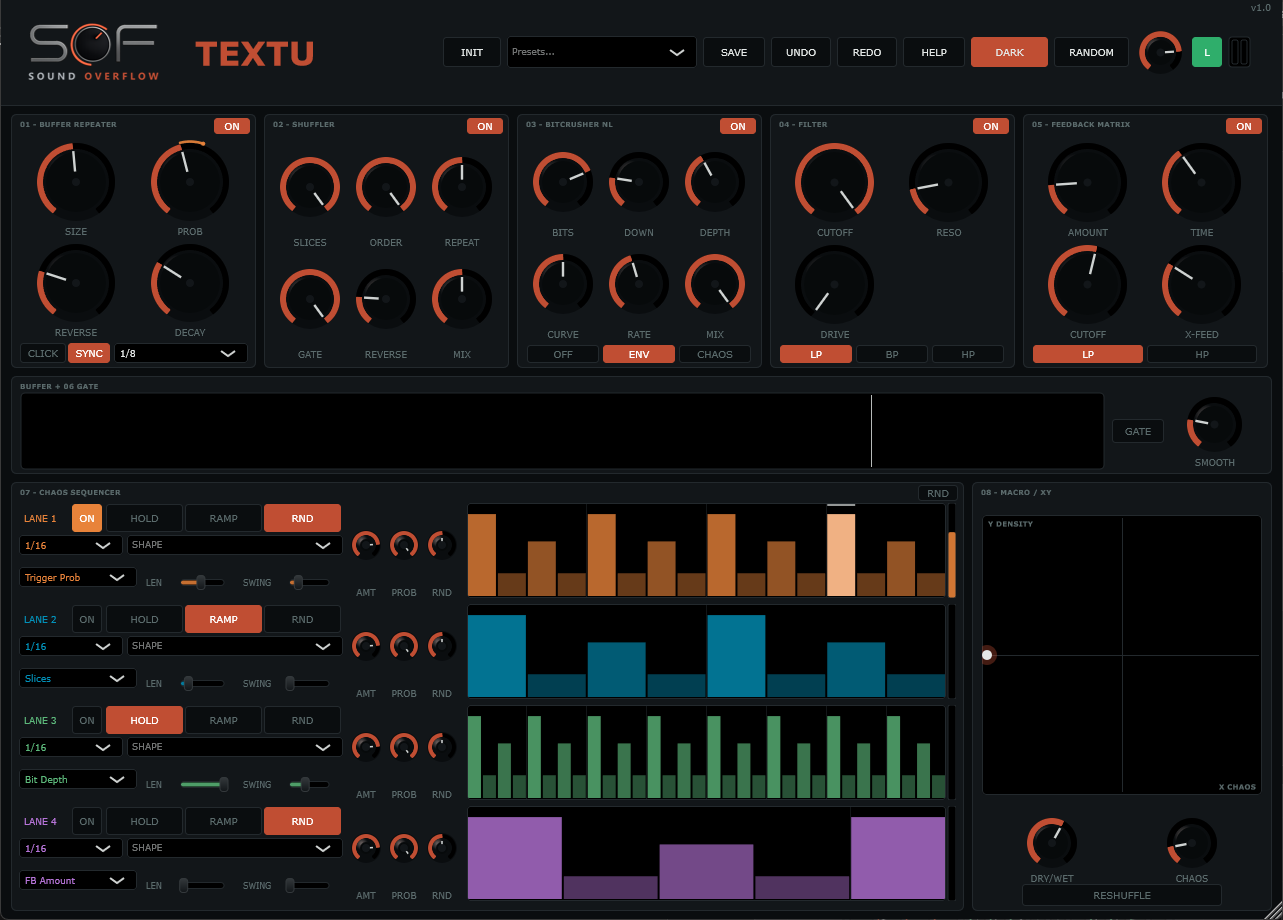 Interface de l’effet TEXTU