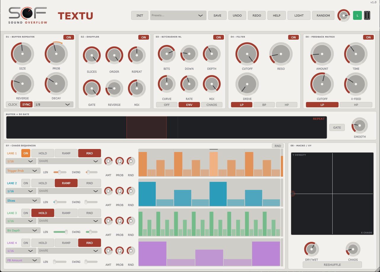 Interface de l’effet TEXTU